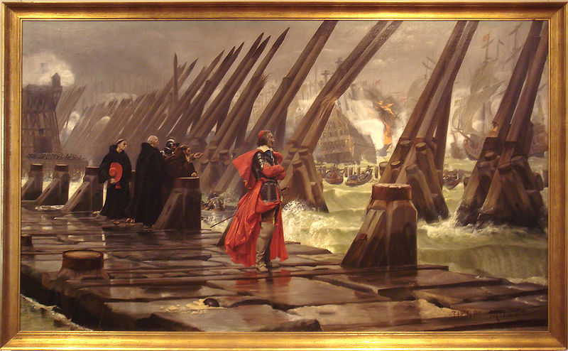 Cardinal Richelieu at the Siege of La Rochelle, Henri Motte, 1881