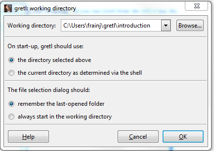 Gretl Working Directory