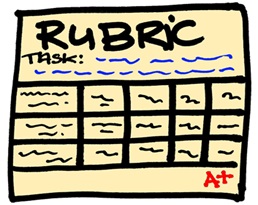 cartoon image of blank sheet with 'rubric' written on top