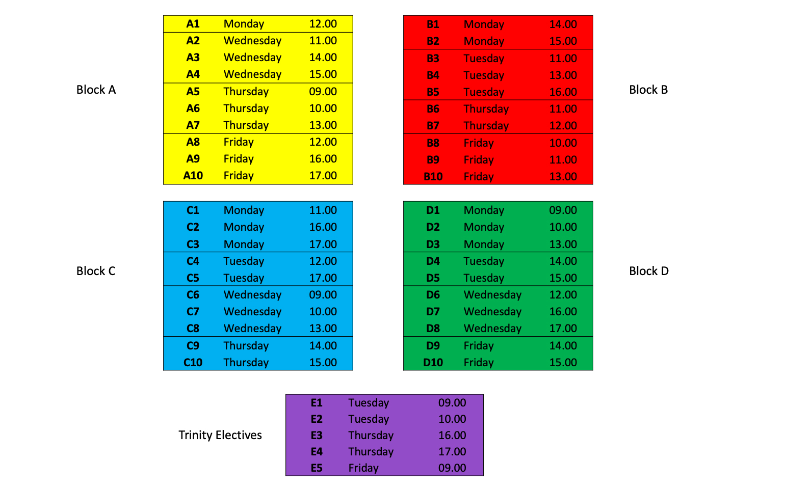 timetable blocks