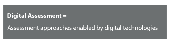 Digital Assessment=Assessment approaches enabled by digital technologies