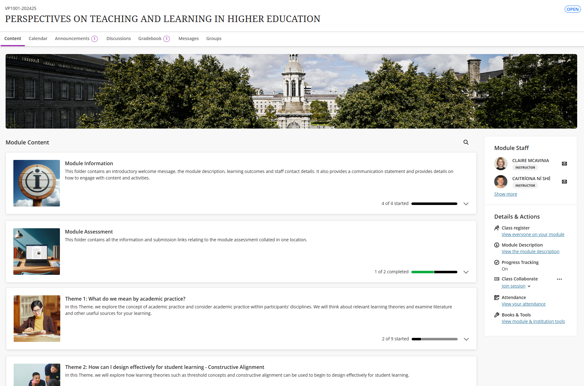 Example Blackboard Ultra module