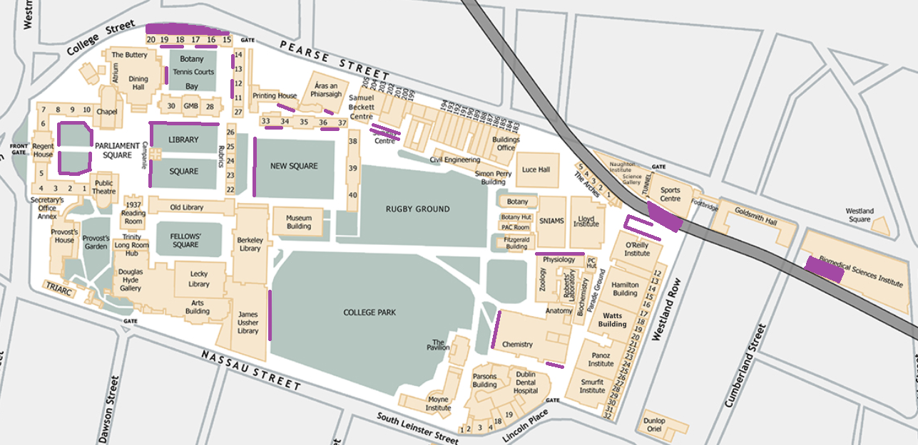 Trinity College Cambridge Map Bike Parking - Health Service - Trinity College Dublin