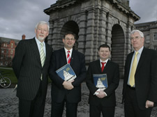 The Provost, John Hegarty, minister Éamon Ó Cuív, irish language Officer Aonghus dwane and Michael Gleeson, Director of strategic Initiatives