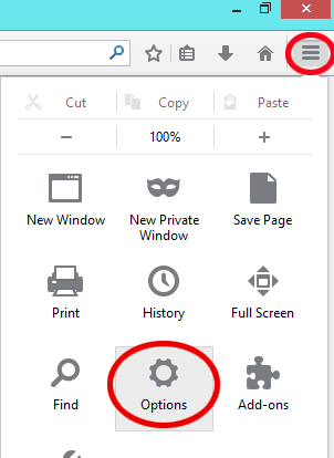 Firefox menu