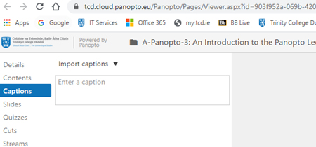 Screenshot of Panopto editor window