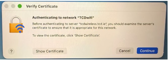 Verify certificate window