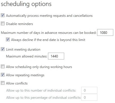 resource calendar settings