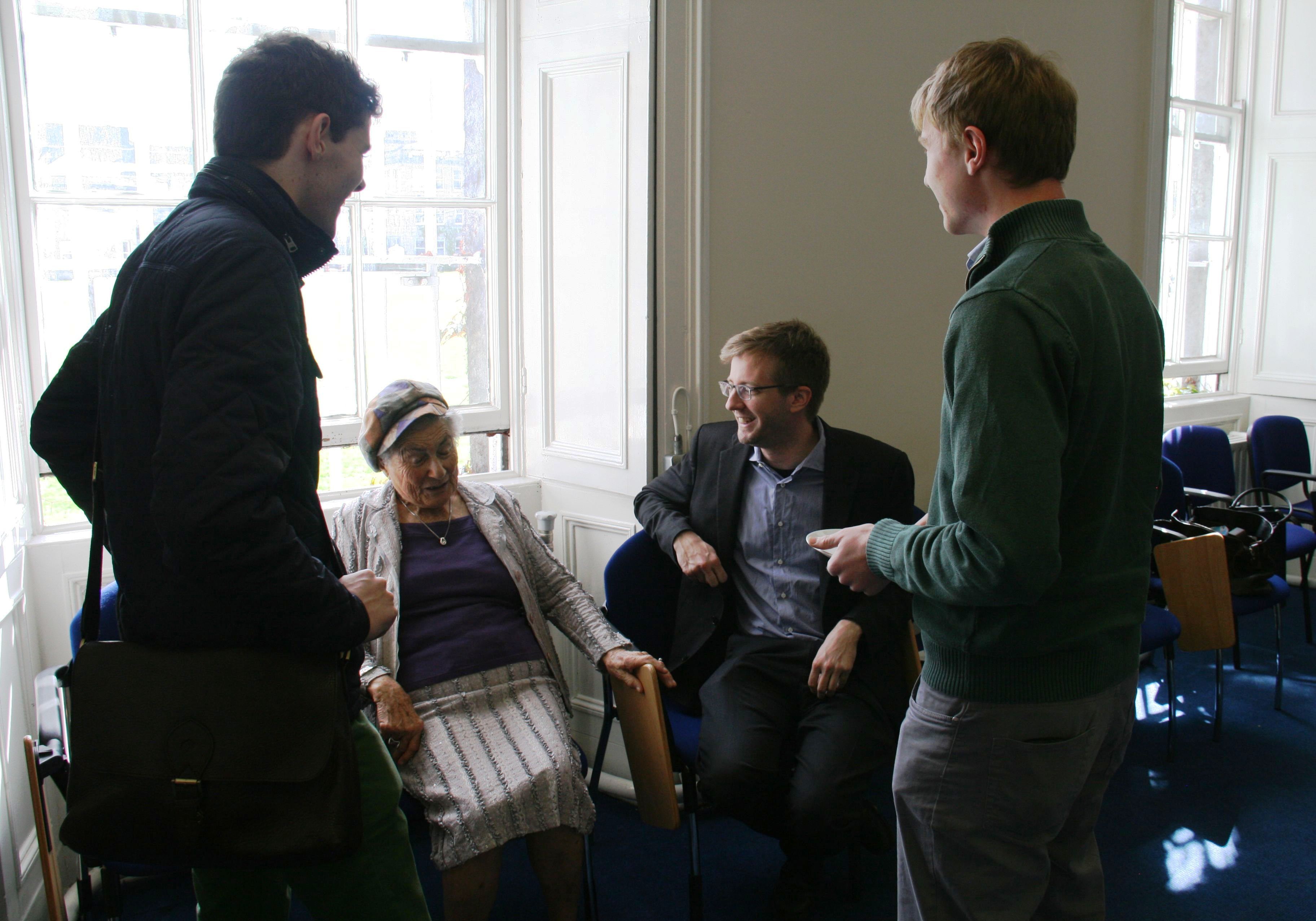 Benn Hogan, Ruth Arlo, Oran Doyle and Malcom Baylis chatting