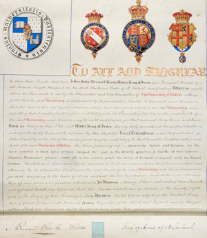 MUN/D/1311a Grant of Arms to TCD, 1862