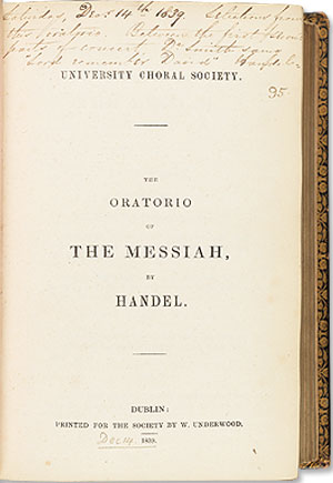 University Choral Society: The Oratorio of the Messiah by Handel
