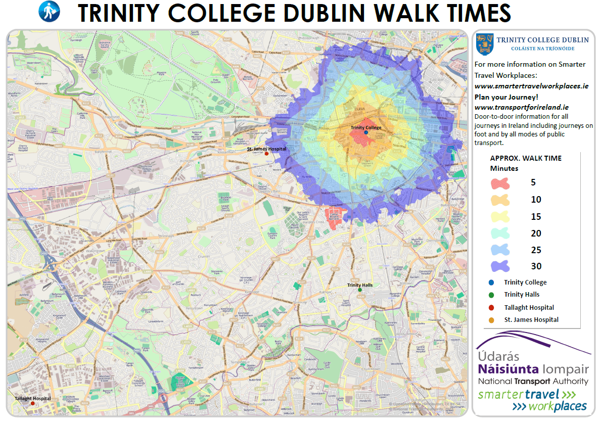 Main Campus walk time map