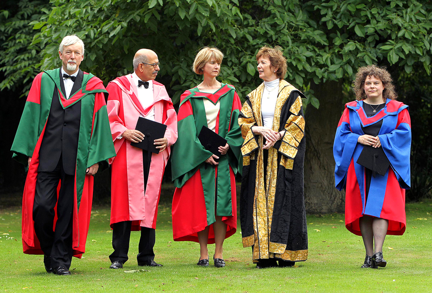 Provost Dr John Hegarty, Mohamed El Baradei, Kristina Johnson, Chancellor Dr Mary Robinson and Lynne Parker.