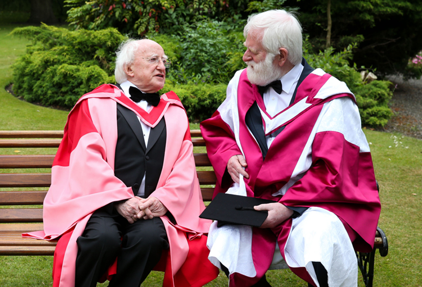 President Michael D Higgins and Dr John Sheahan.