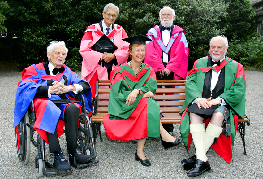 Amartya Sen, Robert Dunbar, Patrick Scott, Janet Browne and J. Fraser Stoddart.