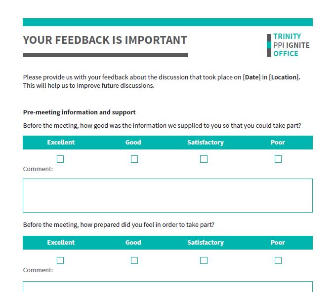 Image from a Trinity PPI Feedback Form