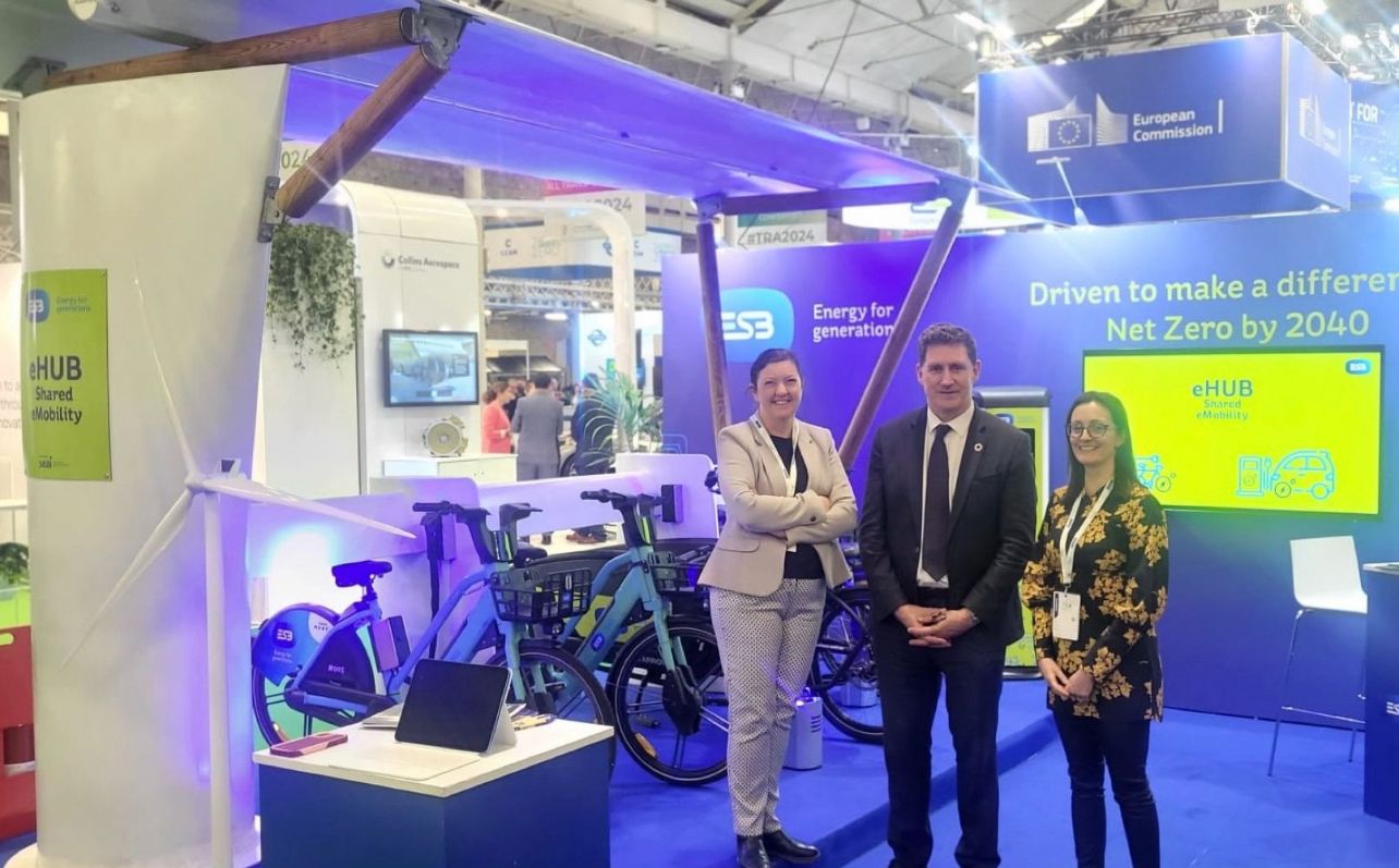 Minister Eamon Ryan visits the ESB stand at the Transport Research Arena